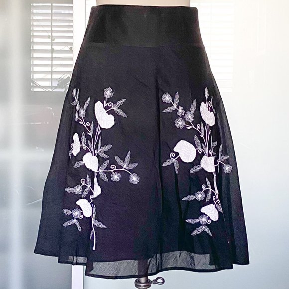 Jupe Rampage Coton Brodé Taille 30 - Marron - Longueur Genou - Femme L